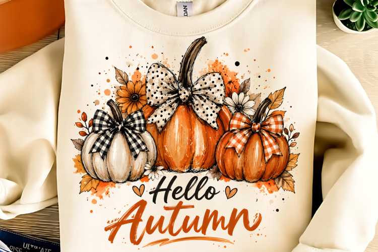 Hello Autumn PNG, Pumpkin Sublimation, Thanksgiving PNG