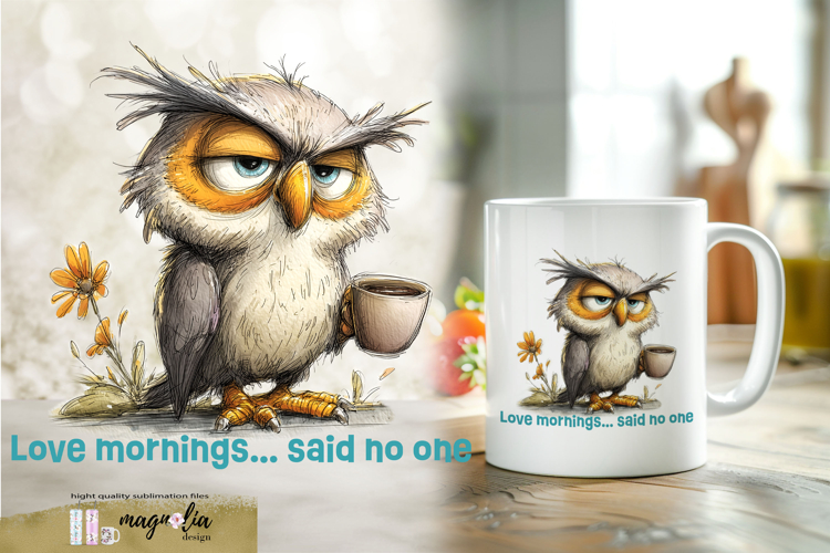 Funny Woodland Owl, Coffee mug wrap sublimation