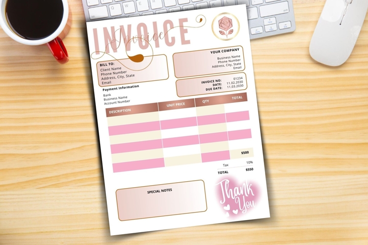 Editable Invoice Template Canva