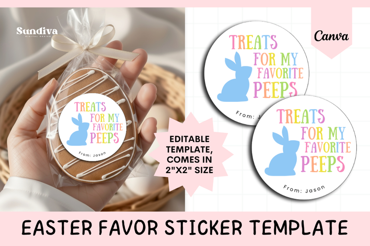 Easter Treat Round Sticker Canva Template - 3