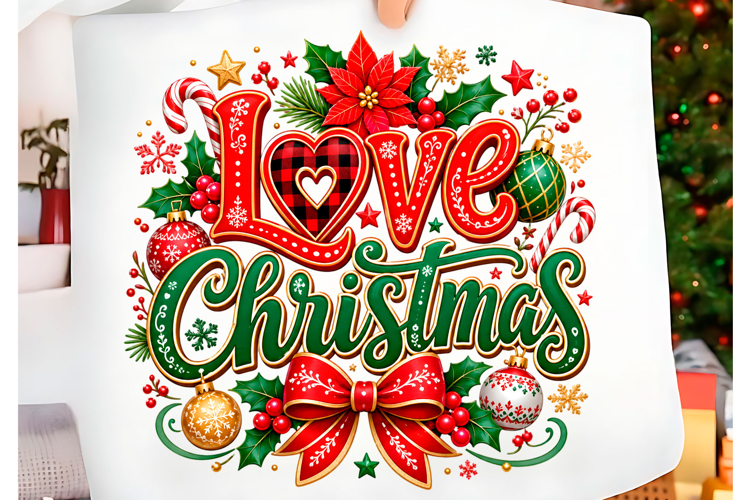 Love Christmas Buffalo Plaid T-shirt Png
