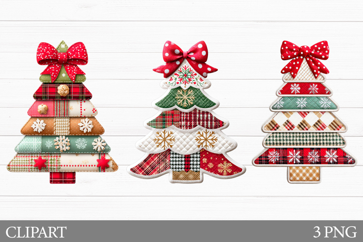 Christmas Tree Clipart. Patchwork Christmas Clipart