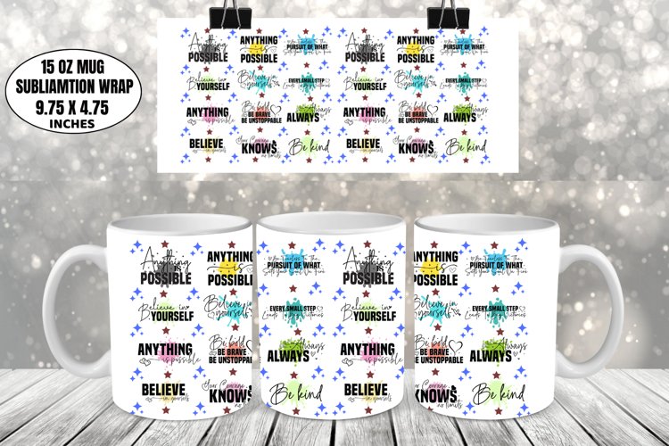 Motivational Mug Wrap Sublimation, Funny Mug Design
