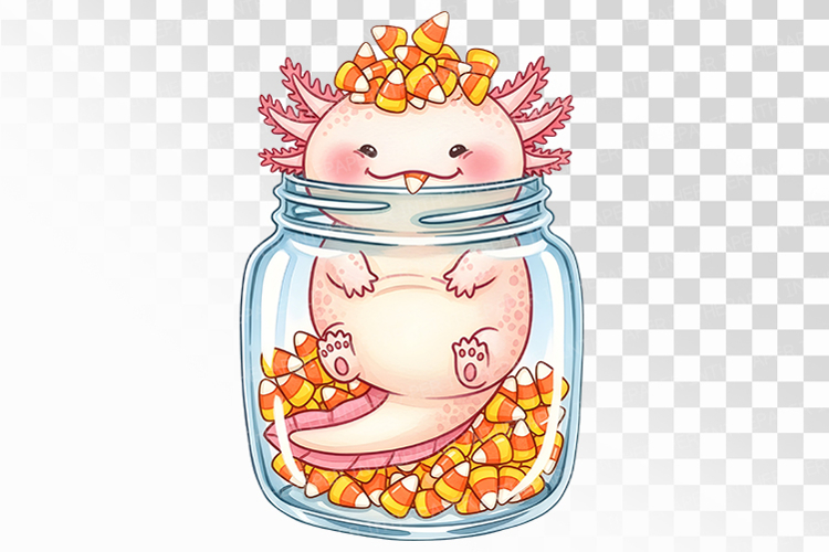 Halloween Axolotl Candy Corn Dessert Animal PNG Uparupa