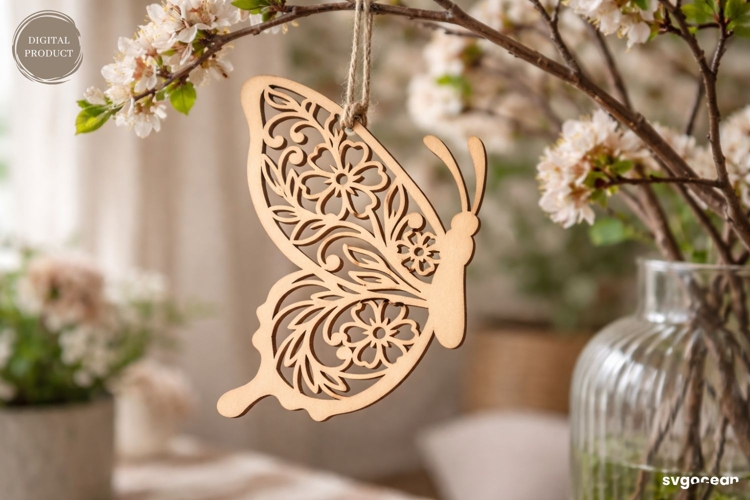 Spring Butterfly Ornament Laser Cut | Glowforge | SVG