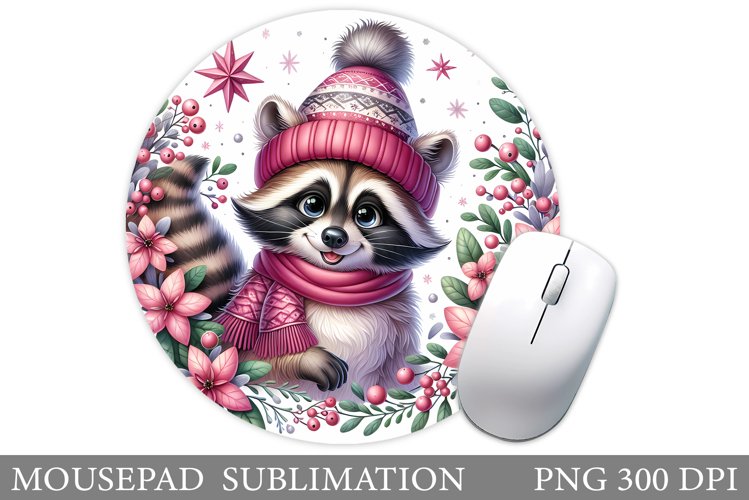 Raccoon Mouse Pad Sublimation. Christmas Mouse Pad Design