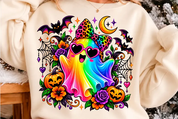 Rainbow Ghost Halloween PNG Halloween T-shirt de