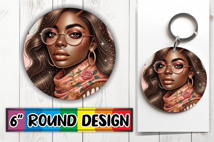 Luminous Car Coasters Round Design, Afro Girl