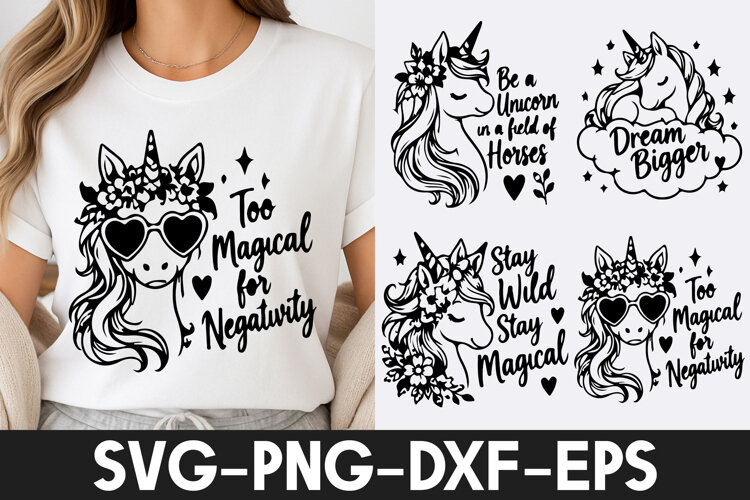 Magical Unicorn Positive Vibes Dream SVG PNG example image 1