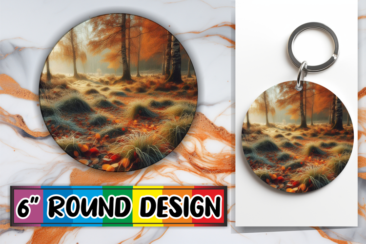 Bright Round Keychain Sublimation, Autumn
