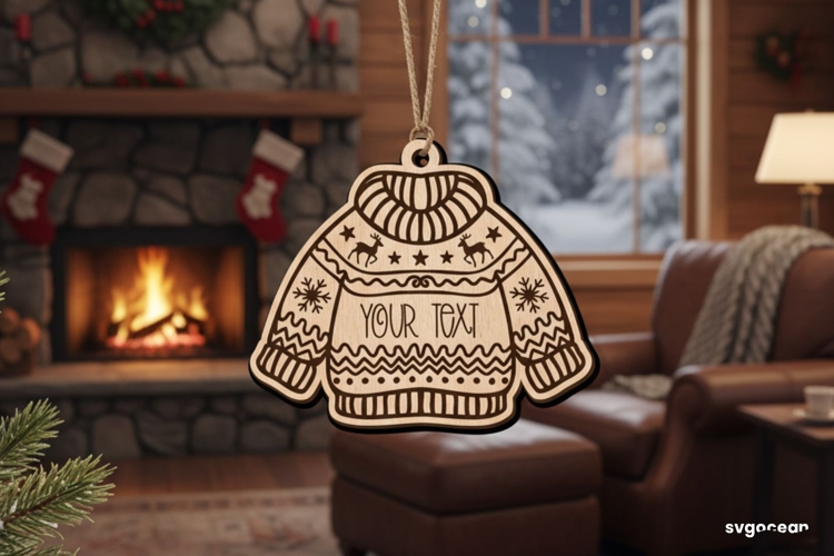 Christmas Sweater Ornament Laser Cut | Glowforge | SVG