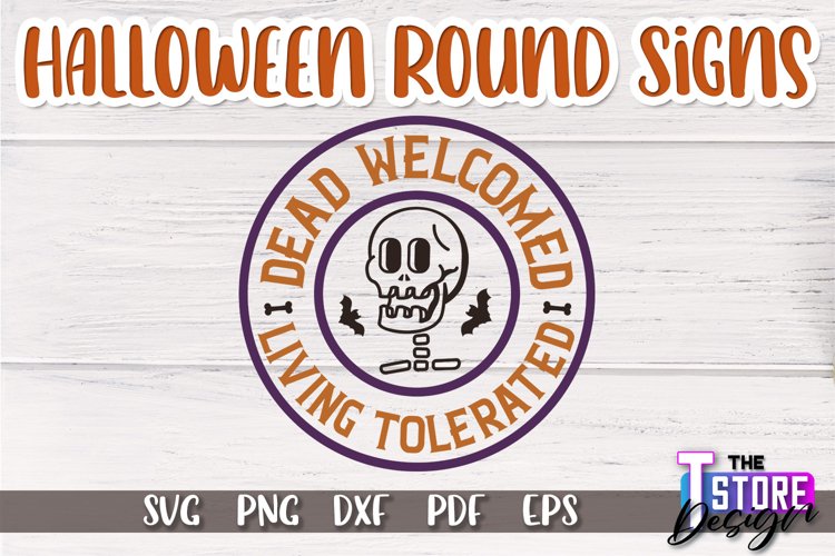 Halloween Round Signs SVG Design|Halloween Signs Quotes SVG example image 1