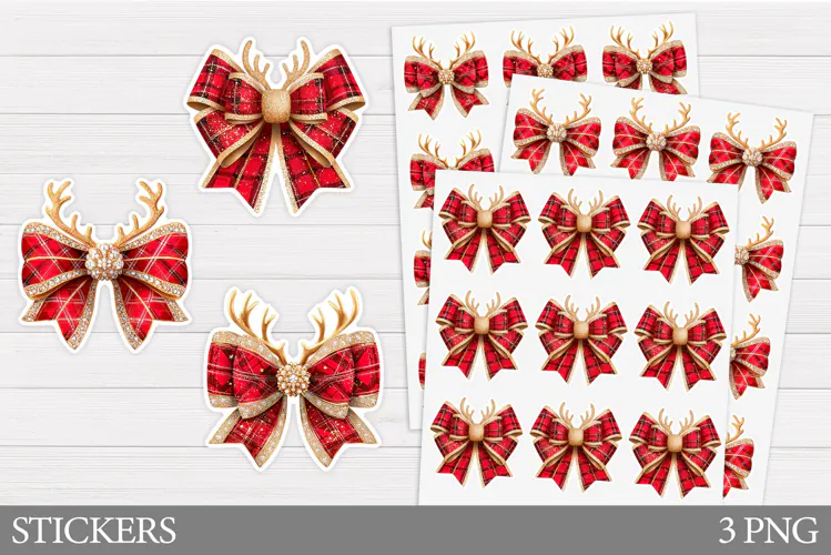 Christmas Bow Sticker Design. Christmas Sticker Printable