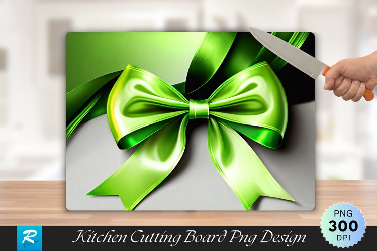 Lime Green Satin Bow Cutting Board Sublimation Design example image 1