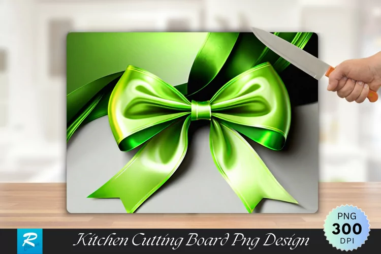 Lime Green Satin Bow Cutting Board Sublimation Design