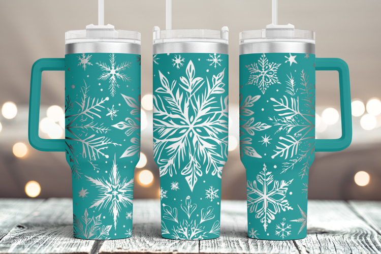 Tumbler laser svg| 40oz Tumbler Christmas Snowflakes wrap
