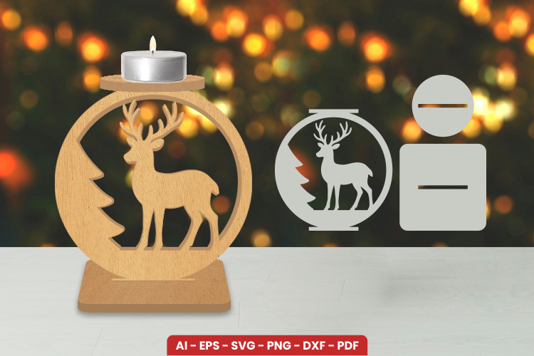 Christmas Candle Holder Laser Cut SVG