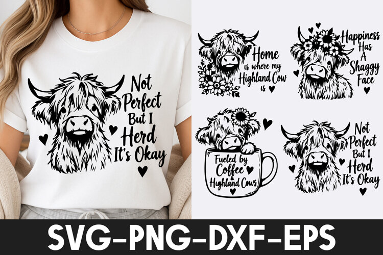 Highland Cow Coffee Lover Farmhouse SVG PNG example image 1