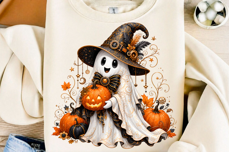 Cute Witch Ghost Pumpkin Halloween PNG