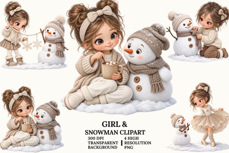 Christmas Winter Gnome Clipart, Ice Skating and Sledding PNG example image 1