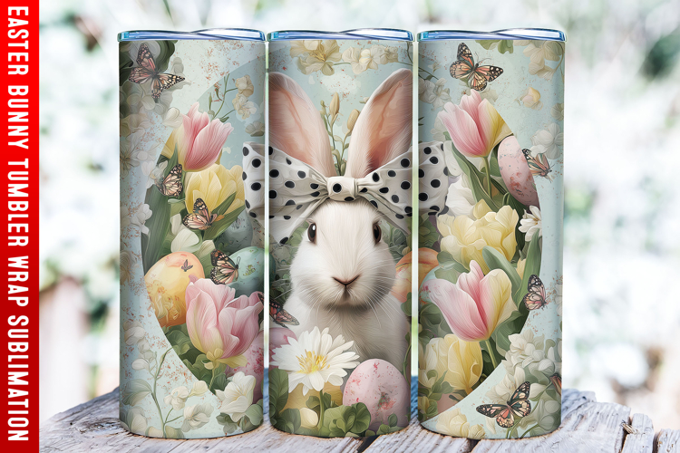 Easter Bunny Tumbler Wrap | 20oz Straight & Tapered Tumbler