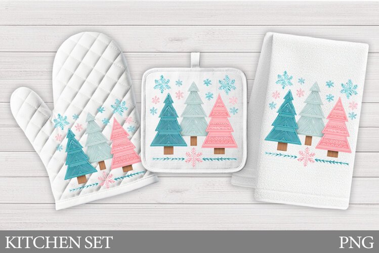 Christmas Tree Oven Mitt. Christmas Tree Kitchen Towel example image 1
