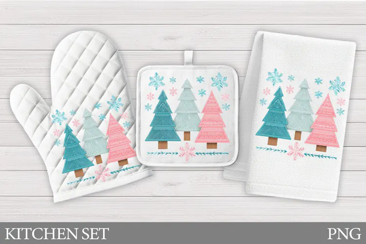 Christmas Tree Oven Mitt. Christmas Tree Kitchen Towel