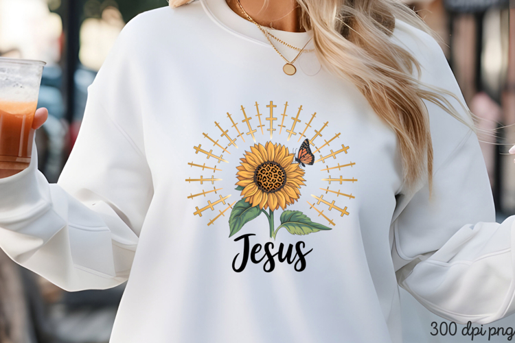 Jesus PNG, Sunflower Christian Sublimation PNG