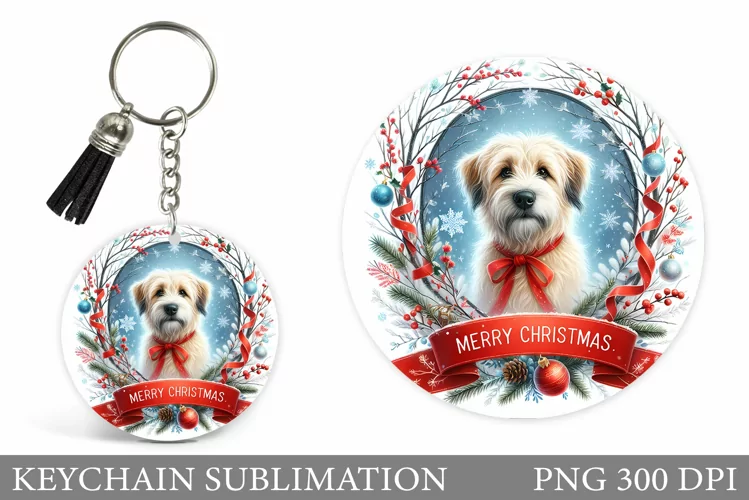 Christmas Dog Keychain. Christmas Keychain Sublimation