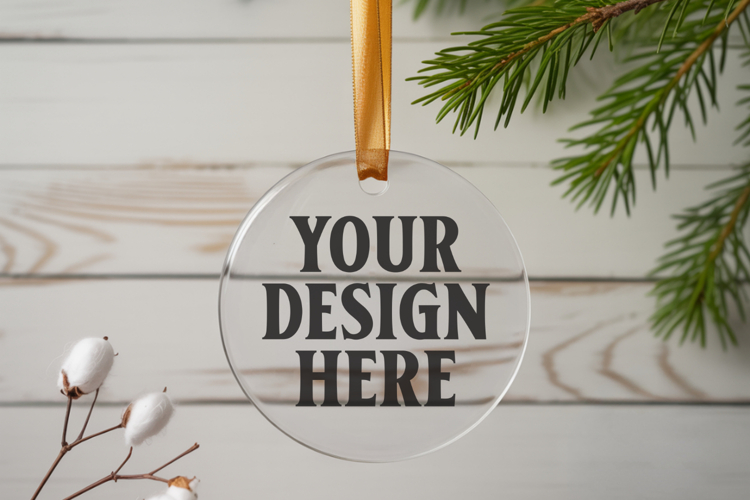 Acrylic Christmas Ornament Mockups , acrylic blank mockup