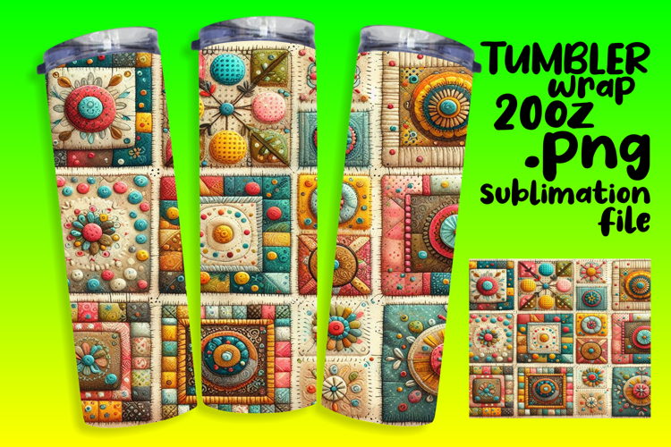 EYE-CATCHING 20oz Tumbler PNG , Patchwork example image 1