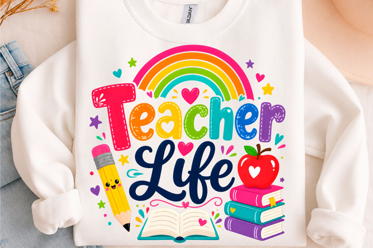 Teacher Life Rainbow PNG