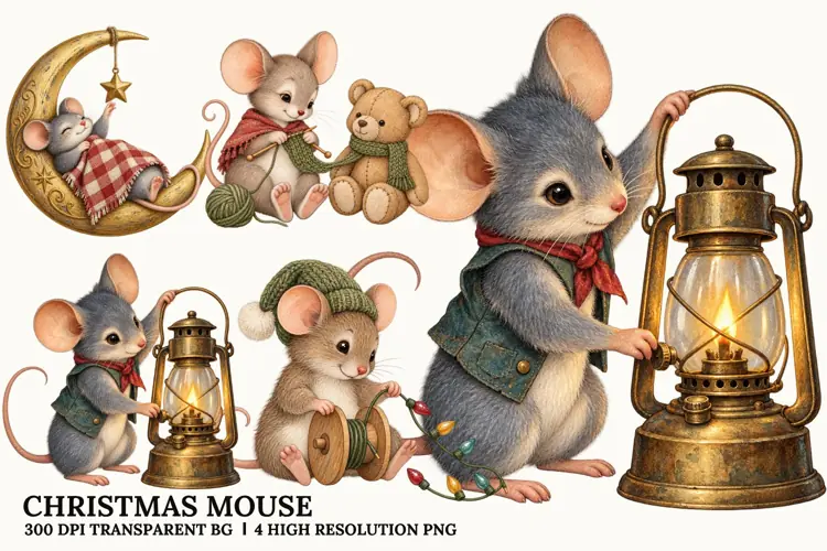 Christmas Mouse PNG, Gingerbread Cookie Winter Sublimation