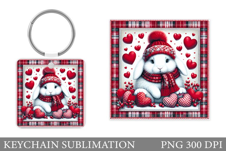 Valentines Bunny Keychain. Cute Bunny Keychain Design example image 1