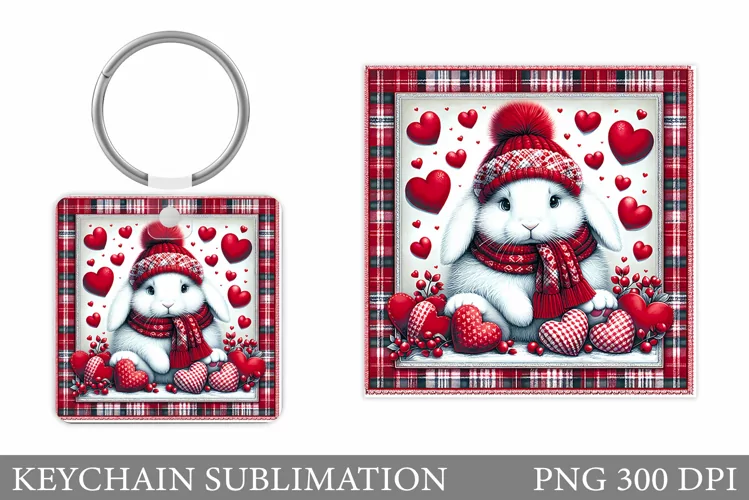 Valentines Bunny Keychain. Cute Bunny Keychain Design