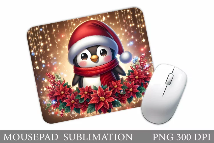 Cute Penguin Mouse Pad. Christmas Penguin Mouse Pad Design
