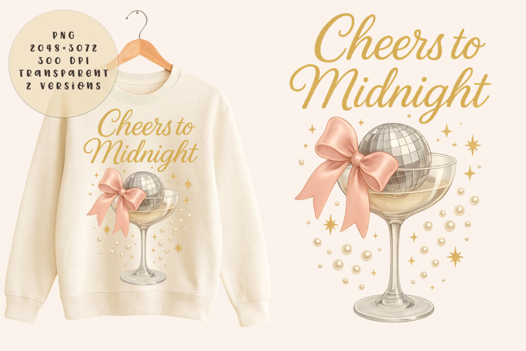 Cheers to Midnight PNG - Coquette New Year Disco Ball