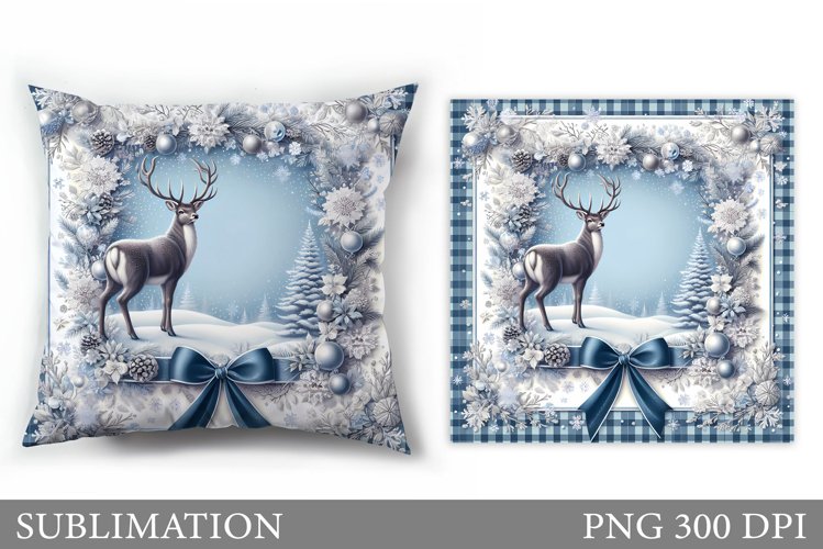 Christmas Deer Pillow Design. Christmas Pillow Sublimation example image 1