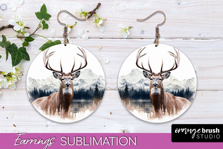 Wild Animals Round Earring Sublimation, Wildlife Earring PNG