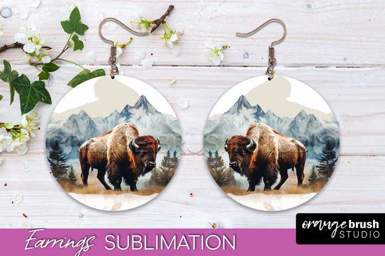 Wild Animals Round Earring Sublimation, Wildlife Earring PNG