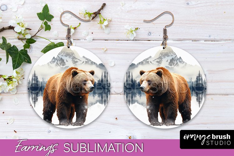 Wild Animals Round Earring Sublimation, Wildlife Earring PNG