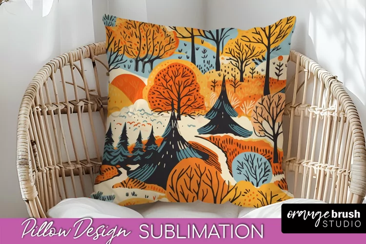 Fall Pillow Cover - Autumn Forest Pillow Sublimation