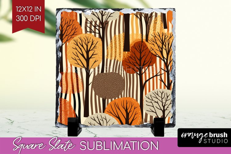 Autumn Forest Slate PNG - Fall Square Slate Sublimation