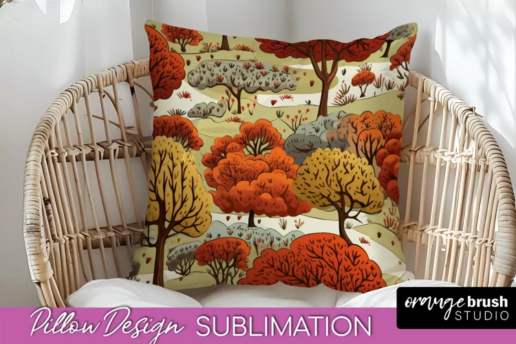 Fall Pillow Cover - Autumn Forest Pillow Sublimation