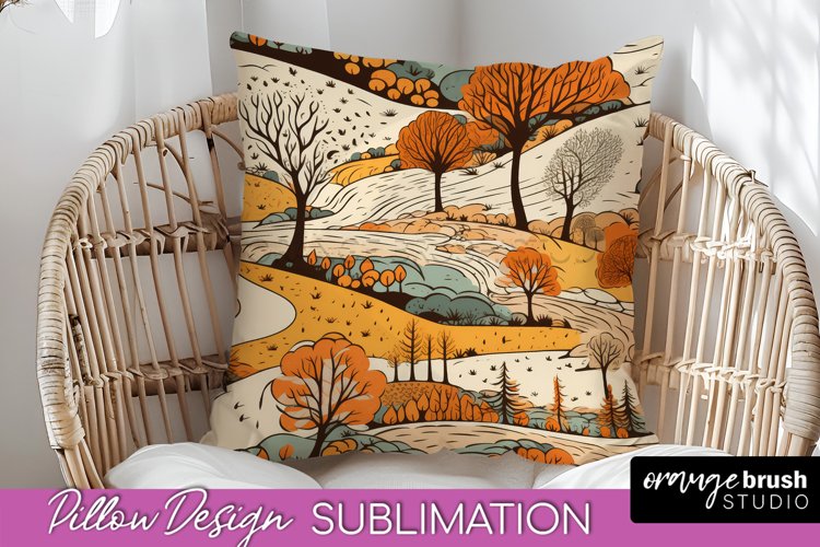 Fall Pillow Cover - Autumn Forest Pillow Sublimation example image 1