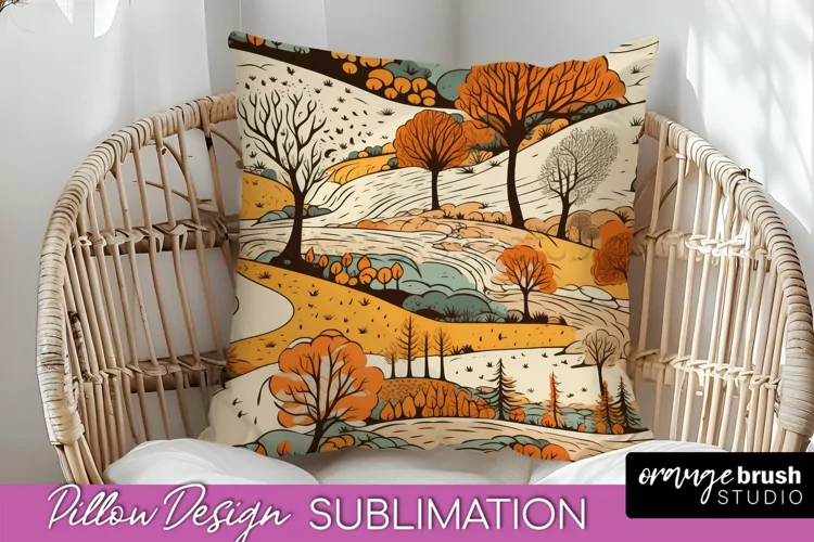 Fall Pillow Cover - Autumn Forest Pillow Sublimation