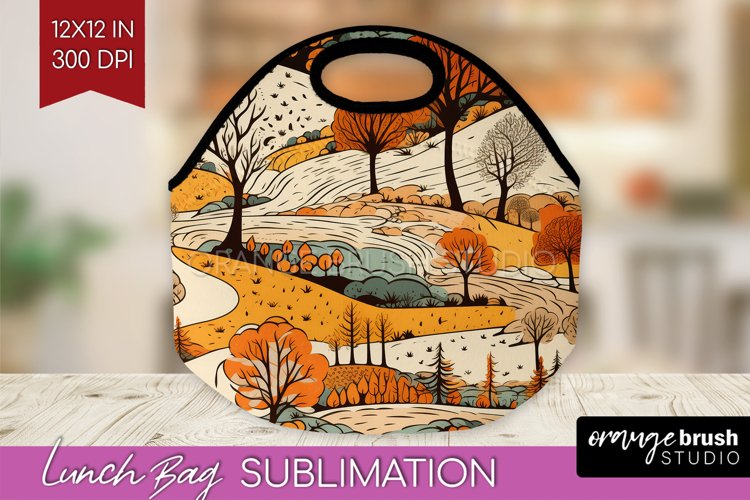Autumn Forest Lunch Bag - Fall Lunch Bug PNG Sublimation