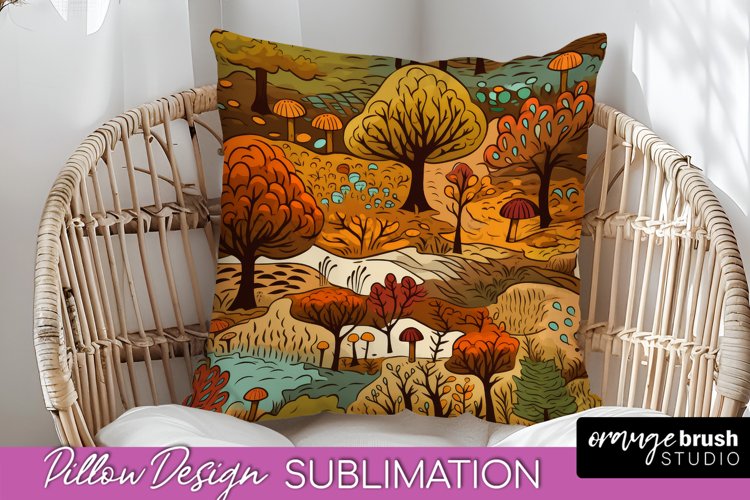 Fall Pillow Cover - Autumn Forest Pillow Sublimation example image 1