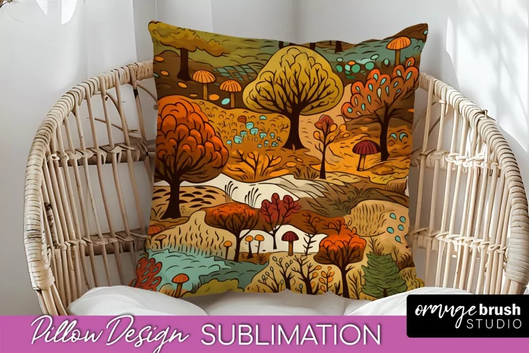 Fall Pillow Cover - Autumn Forest Pillow Sublimation