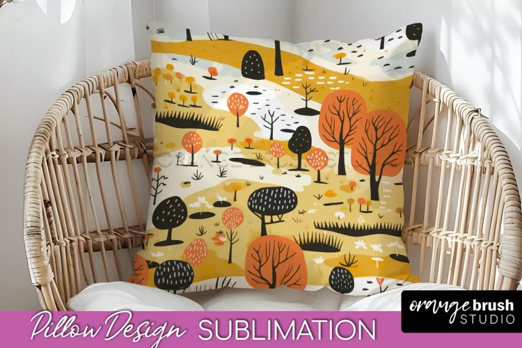 Fall Pillow Cover - Autumn Forest Pillow Sublimation